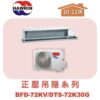 【HAWRIN華菱】分離式定頻吊隱單冷(正壓)BFD-72KV/DTS-72K30G