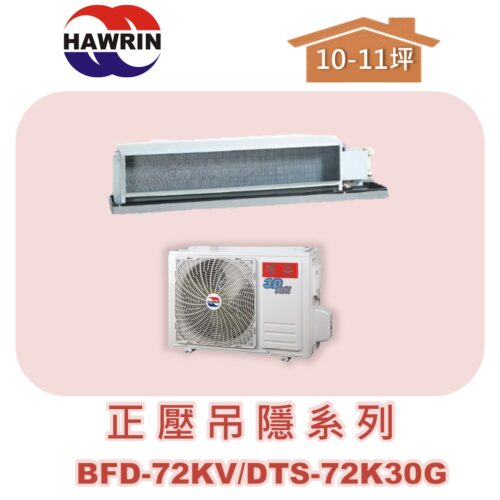 【HAWRIN華菱】分離式定頻吊隱單冷(正壓)BFD-72KV/DTS-72K30G